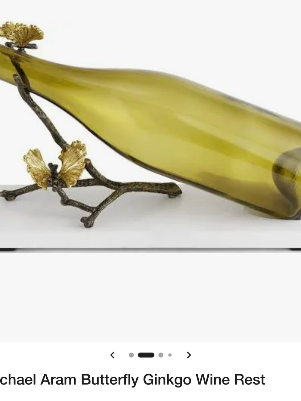 Michael Aram Bronze Branch Wine Rest with Olive Bottle and Gold Butterflies
